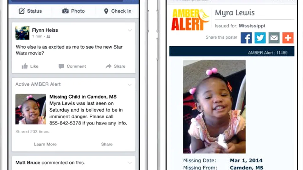 Facebook lansează Amber Alterts pentru găsirea copiilor dispăruți