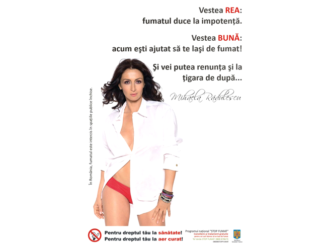 Mihaela Radulescu s-a dezbracat pentru o noua campanie antifumat