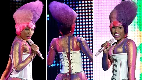 Bizar: Nicki Minaj arata ca Marge Simpson, pe scena (Poze)