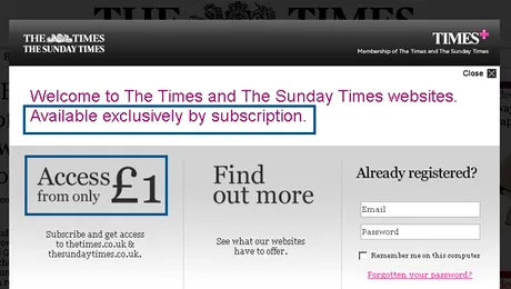 Taxele pentru accesarea site-ului The Times sunt „un experiment nebunesc”