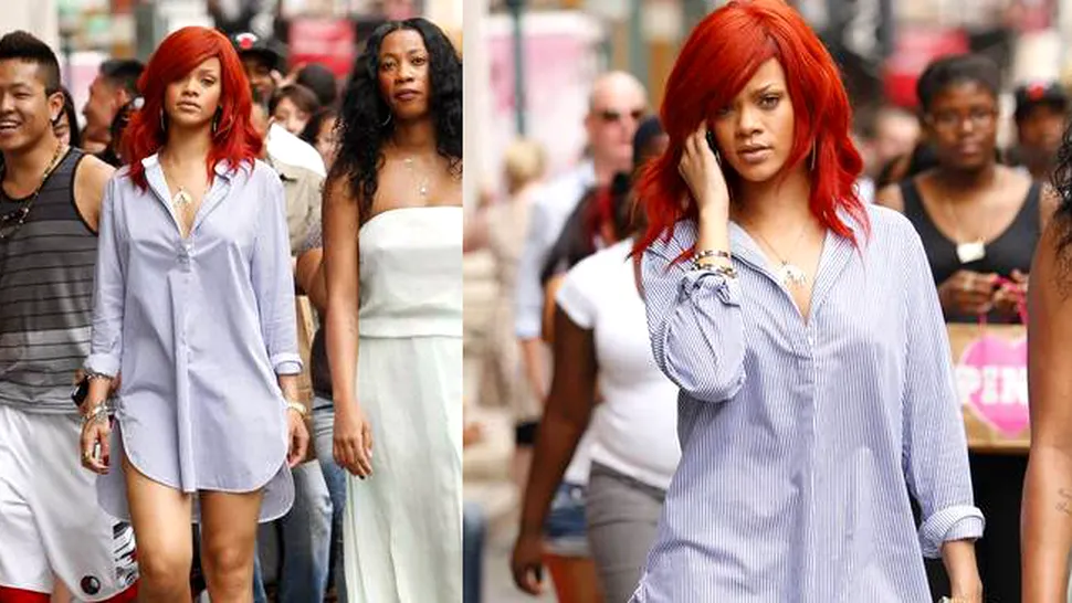 Rihanna, in camasa de noapte pe strazile din New York