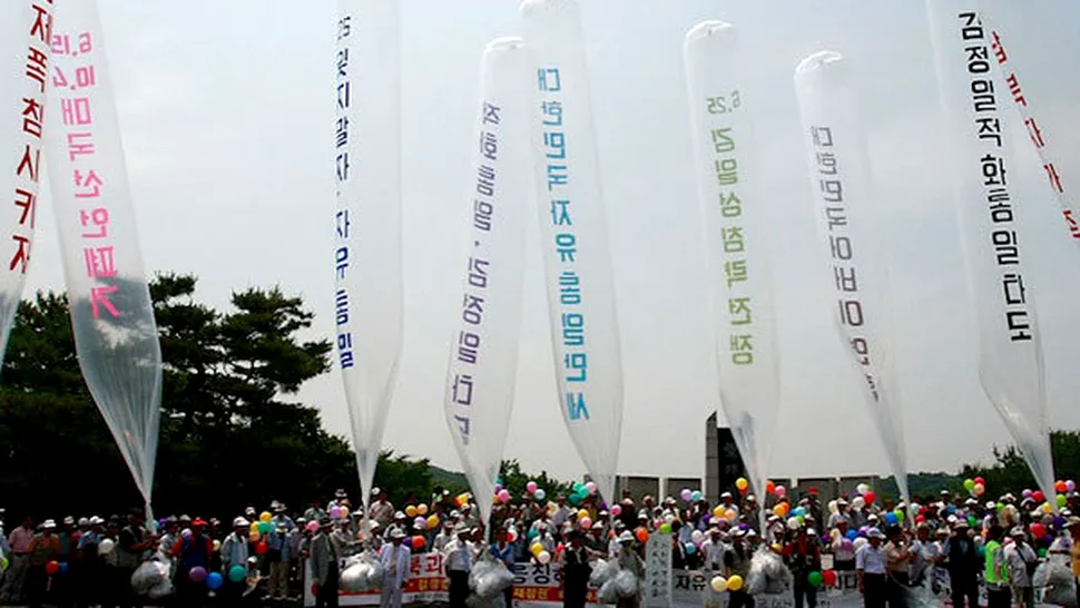 Coreenii de sud trimit DVD-uri de propaganda catre Coreea de Nord, folosind baloane