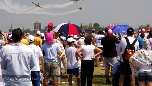 Publicul admirand Iacarii Acrobati