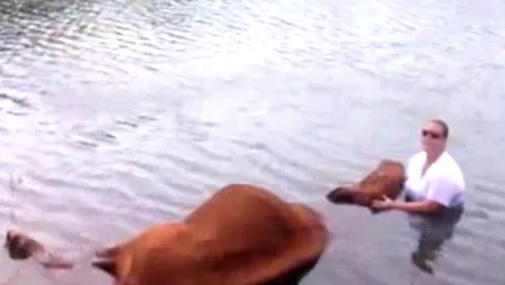 I-a ținut capul deasupra apei 45 de minute, pentru a nu se îneca