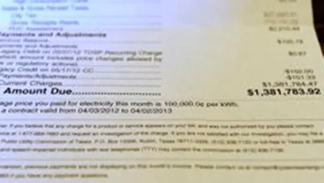 Factură de curent de 1,3 milioane de dolari