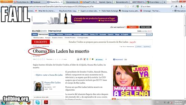 Greseala la numele lui Osama ben Laden