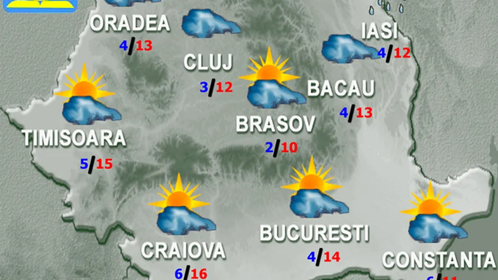 Vremea Apropo.ro: Se răcește ușor și va ploua slab