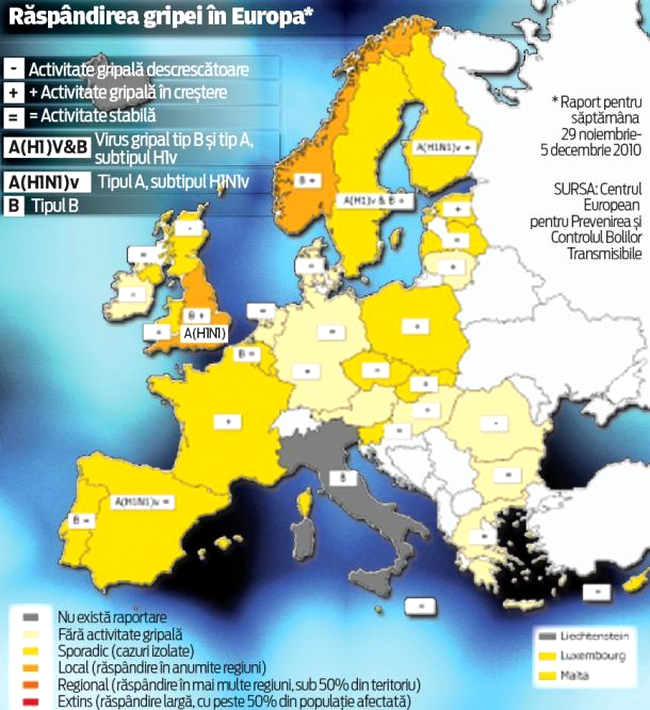 Raspandirea gripei porcine in Europa