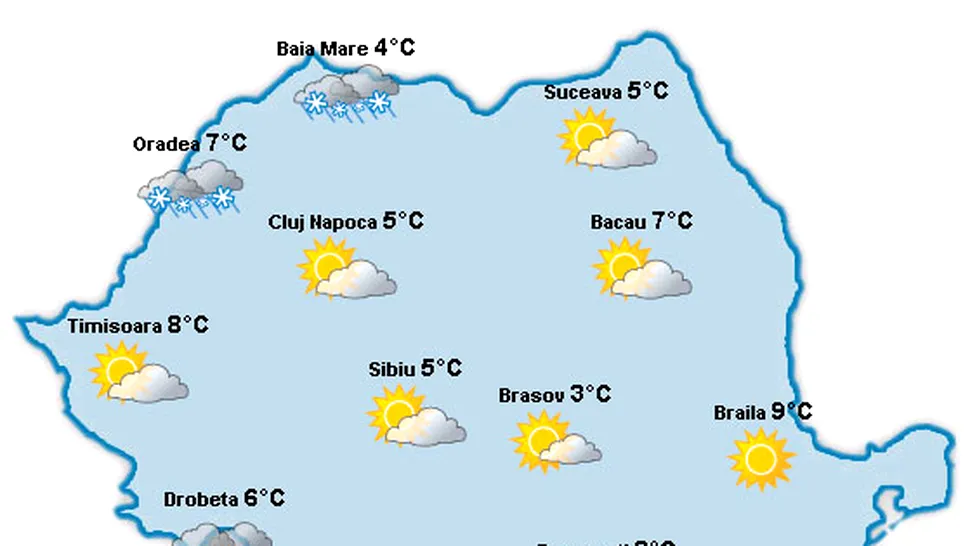 Vremea Apropo.ro anunta primavara in sud si iarna in nord