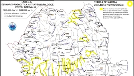 Romania vede galben in fata codurilor: dupa ploi, vin inundatiile!