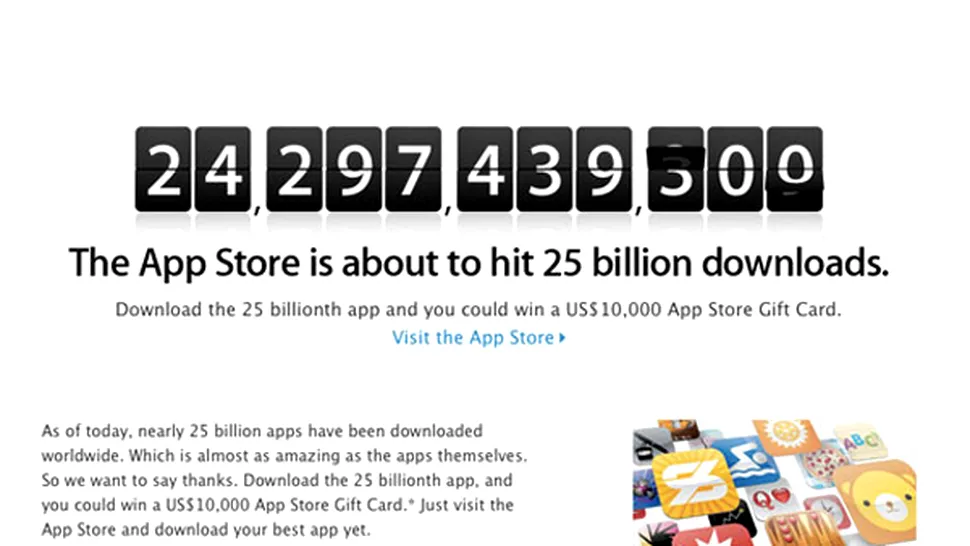 Descarcă aplicația cu numărul 25 de miliarde de pe iTunes și câștigă 10.000 de dolari