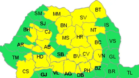 Cod galben de ninsoare și viscol în mai multe județe din țară