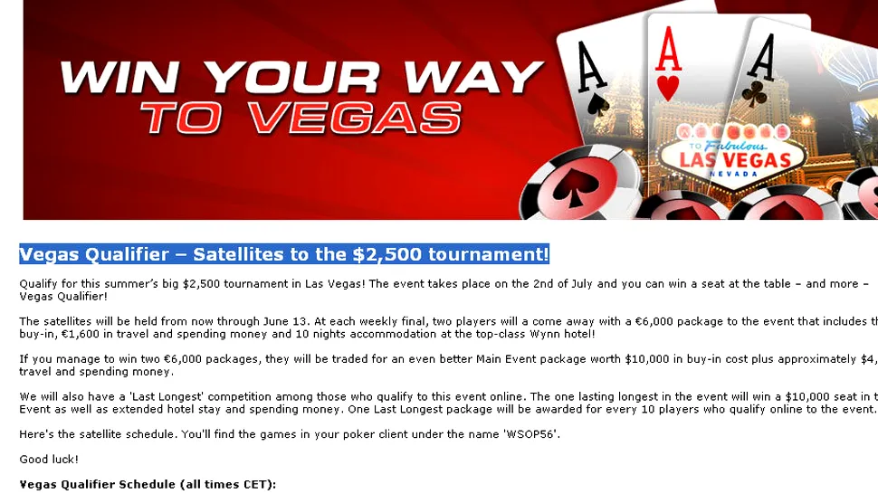 (P) Calificati-va la Turneul de Poker din Vegas!