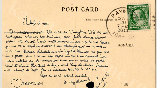 Postcard trimis din SUA de primarul Vanghelie