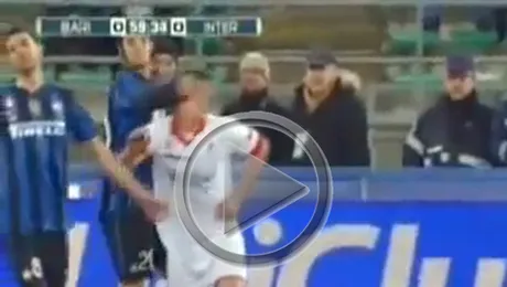 Chivu, violent pe teren in meciul cu Bari (Video)