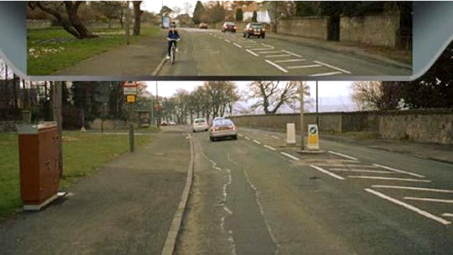 Exemplu vizual al castii cu oglinda retrovizoare