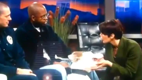 Prezentatoare TV, mușcată de față de un câine (Video)