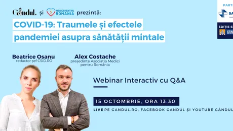 Webinar LIVE – Traumele şi efectele pandemiei asupra sănătăţii mintale!