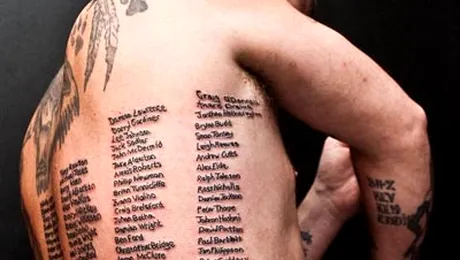 Si-a tatuat pe corp numele a 223 de colegi din Afganistan (Poze)