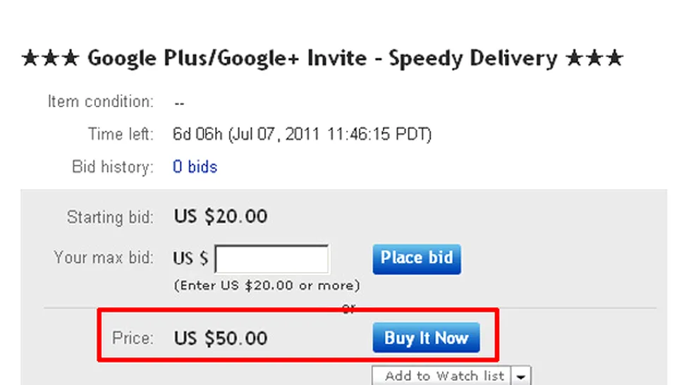 Invitatiile pentru Google+ se vand pe eBay cu 50 de dolari