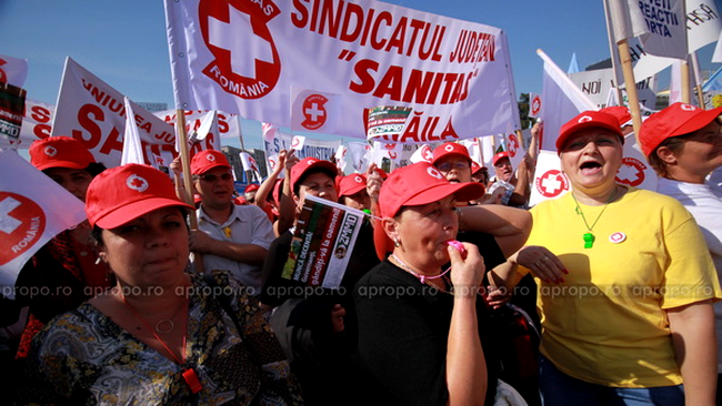 Mitingul sindicalistilor din Piata Victoriei - 7.10.2009