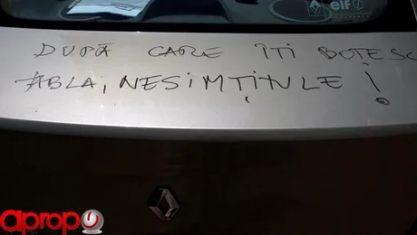 Exclusivitate! SMS auto, scris cu marker-ul pe masina (video)