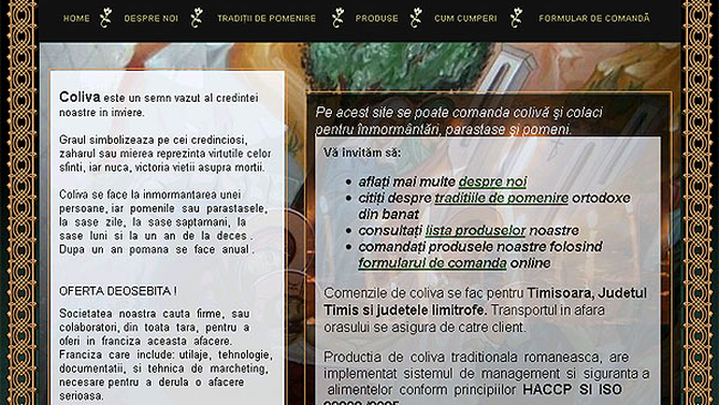 Homepage-ul site-ului Coliva.ro