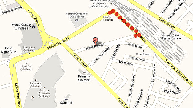 Zona marcata cu rosu este cea in care traficul auto va fi oprit pentru doua luni