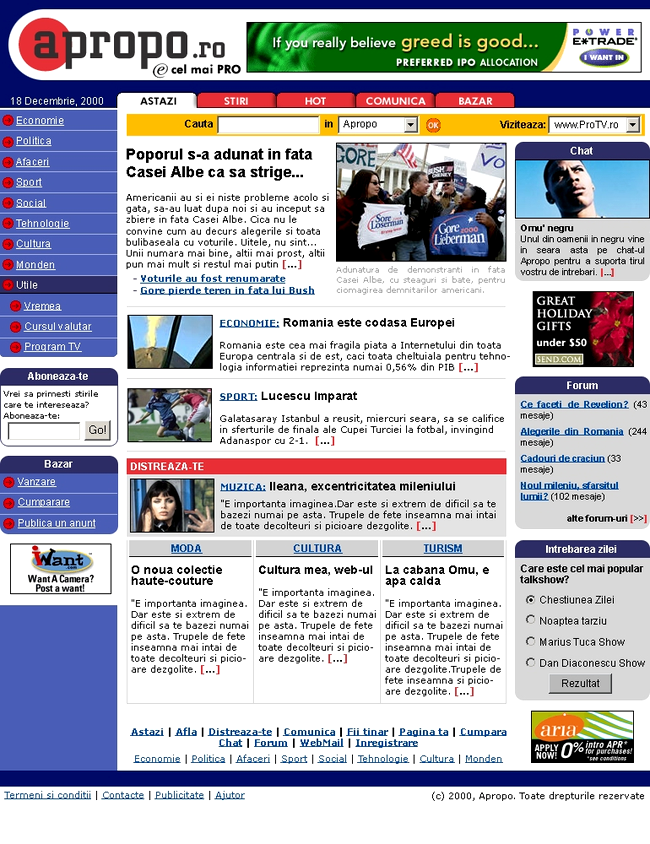 Homepage Apropo.ro, la inceput de drum (Sursa foto: zdeto.wordpress.com)