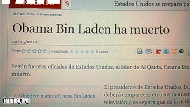 Greseala la numele lui Osama ben Laden