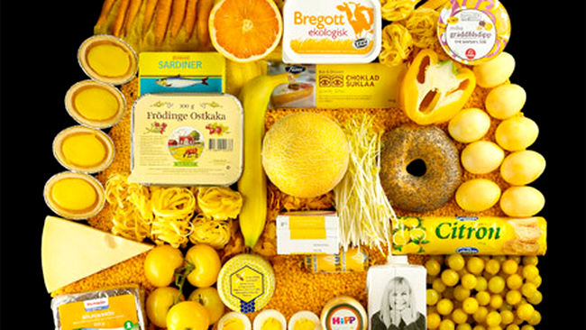 Produse alimentare grupate in functie de culoare