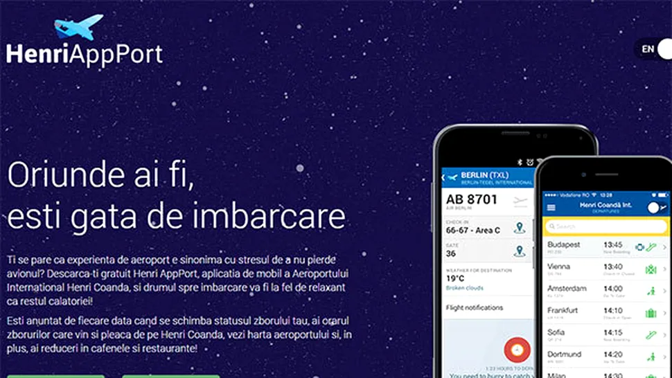 Henri AppPort, aplicația de mobil destinată pasagerilor aeroportului Henri Coandă
