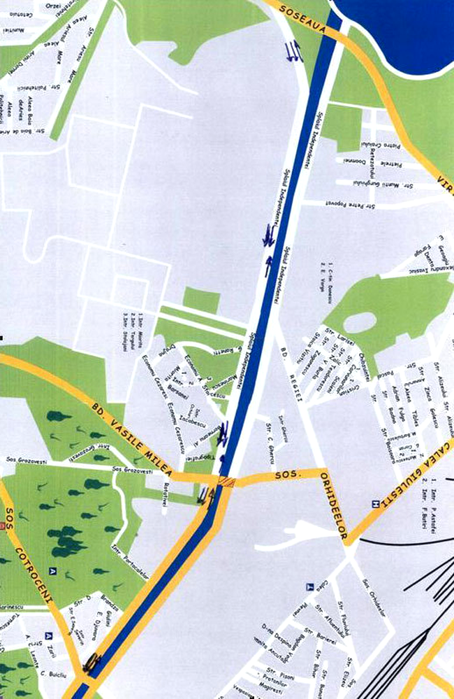 Harta cu zona unde se va circula pe Splaiul Independentei, in zona Podului Grozavesti