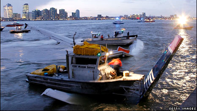 Aterizare fortata pe raul Hudson, New York