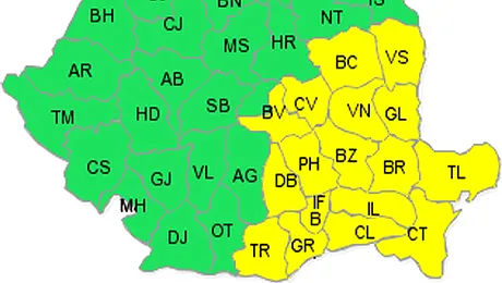 Atentie, estul Romaniei se afla sub cod galben de ninsori si viscol!