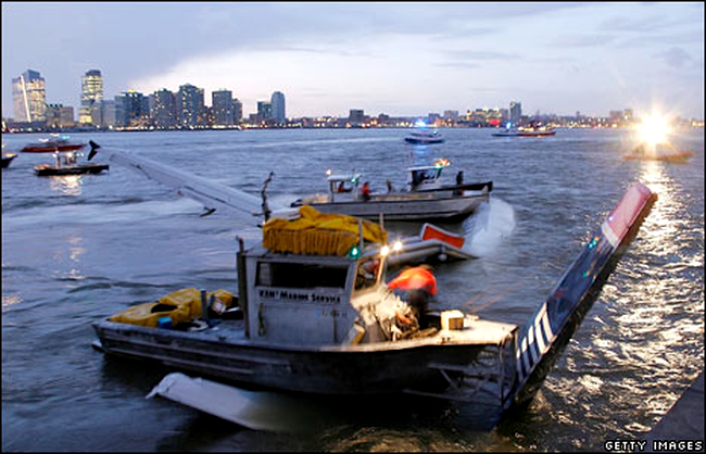 Aterizare fortata pe raul Hudson, New York