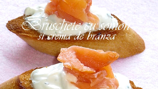 bruschete somon si crema de branza