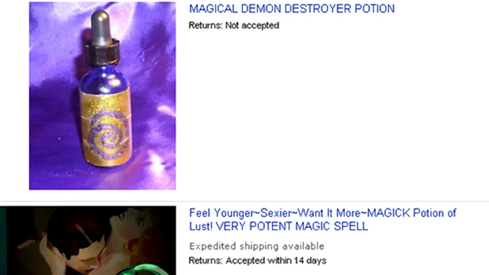 Site-ul eBay interzice comerțul cu poțiuni magice, blesteme și vrăji