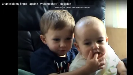 Clipul viral „Charlie bit me!”, vândut pentru 760.000 de dolari, va fi eliminat din online