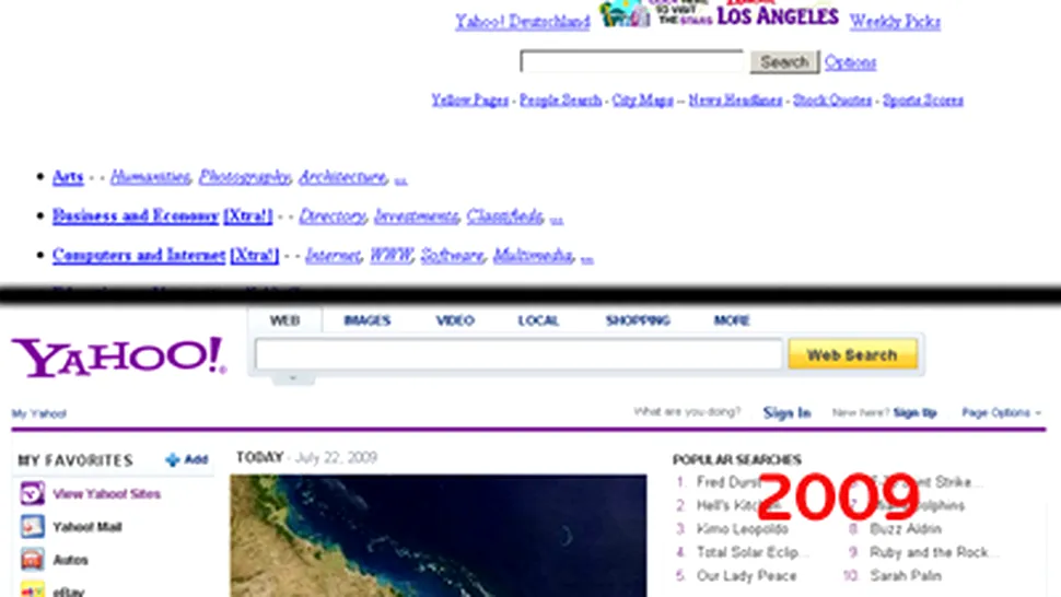 15 ani de Yahoo: evolutia homepage-ului Yahoo