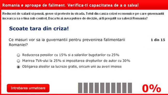 Scoate Romania din criza! Vezi daca esti capabil!