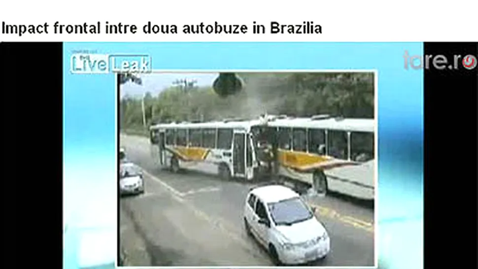 Accident frontal intre doua autobuze, in Brazilia! (Video)