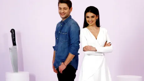 Vali Butnaru şi Olivia Păunescu, de la pupitrul de ştiri, în bucătăria ,,Chefi la cuţite”