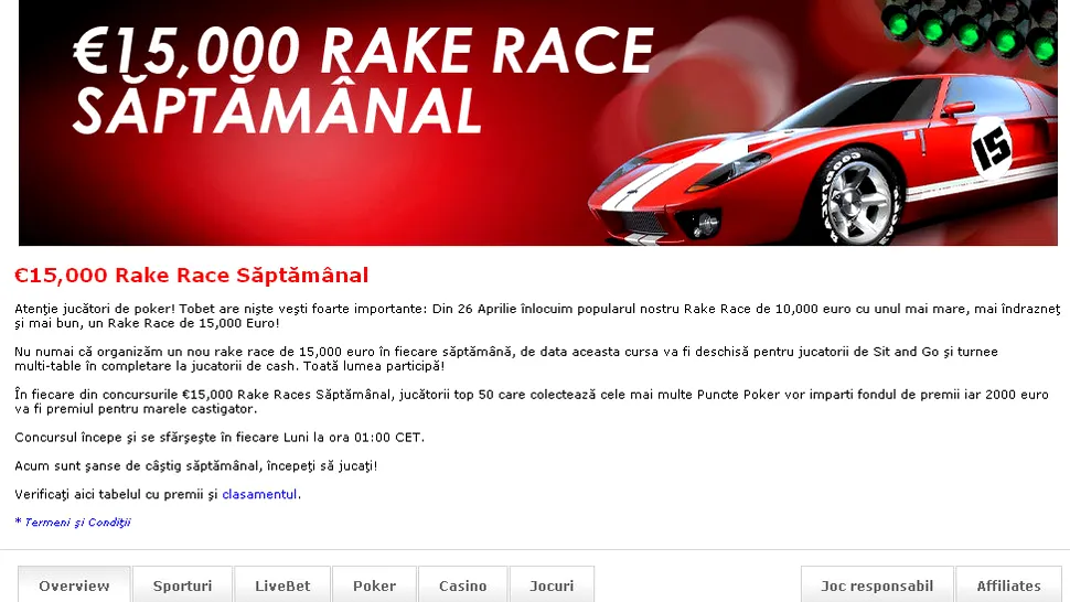 (P) 15.000 â‚¬ Rake Race saptamanal