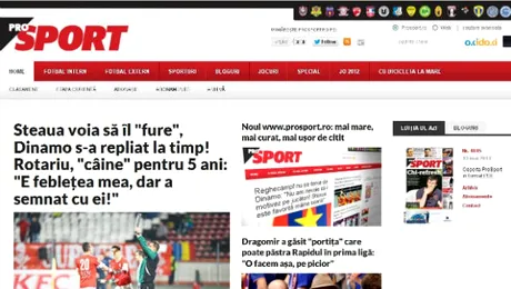 Noul prosport.ro – Mai mare, mai curat, mai uşor de citit