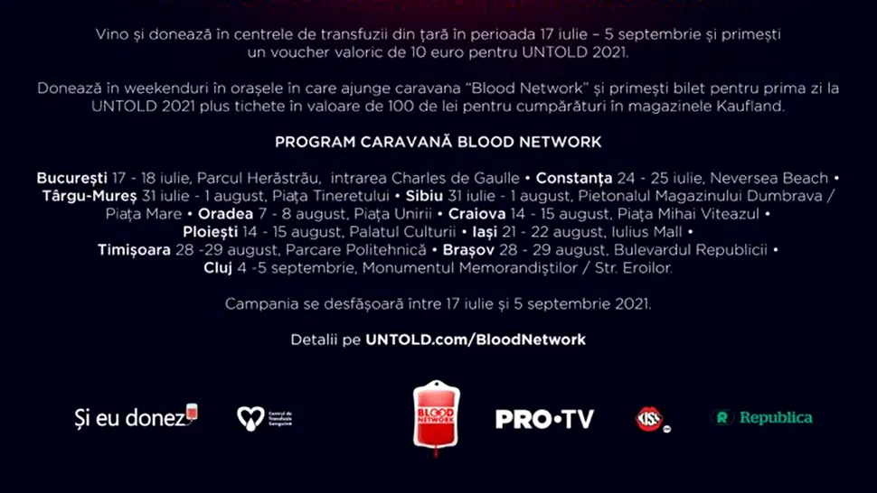Persoanele care donează sânge primesc bilete gratuite la UNTOLD