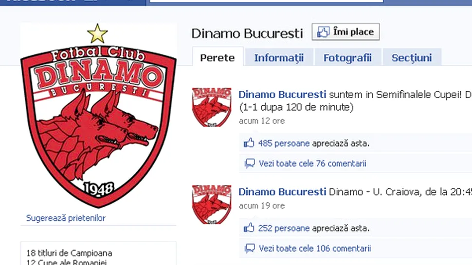 Topul echipelor de fotbal romanesti pe Facebook