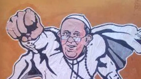 Imaginea Papei în rol de Superman, apreciată de Vatican