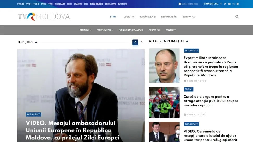 De Ziua Europei, TVR Moldova relansează site-ul tvrmoldova.md