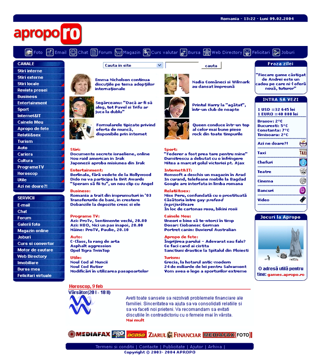 Portalul Apropo.ro, in 2004